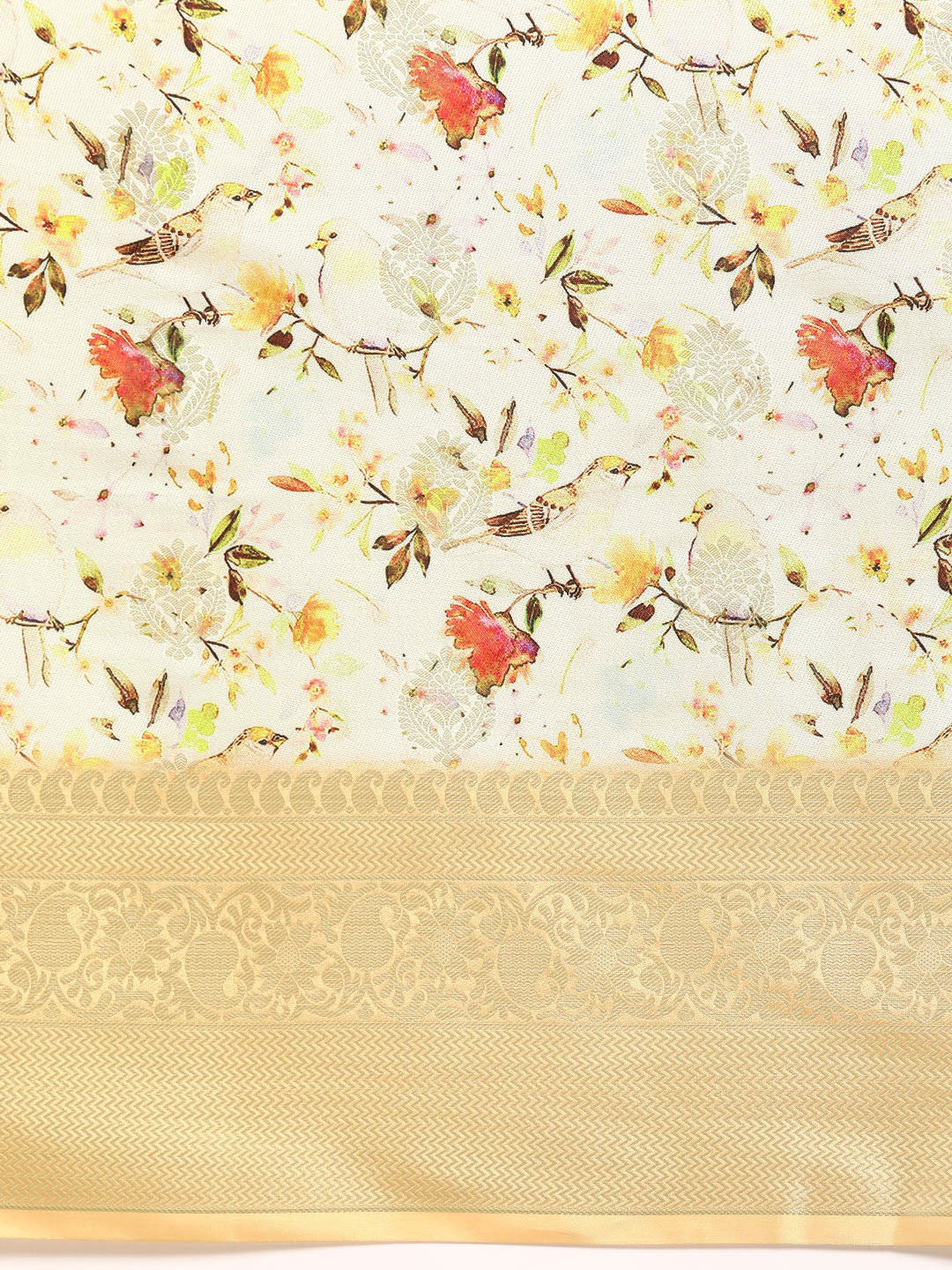 Multicolor Art Silk Woven Zari Design Floral Saree with Unstitched Blouse - Hiral Fashion