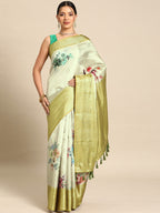 Multicolor Art Silk Woven Zari Design Floral Saree with Unstitched Blouse - Hiral Fashion