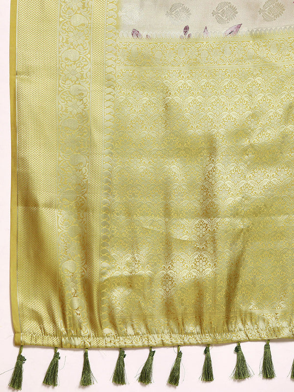 Multicolor Art Silk Woven Zari Design Floral Saree with Unstitched Blouse - Hiral Fashion
