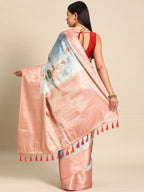 Multicolor Art Silk Woven Zari Design Floral Saree with Unstitched Blouse - Hiral Fashion