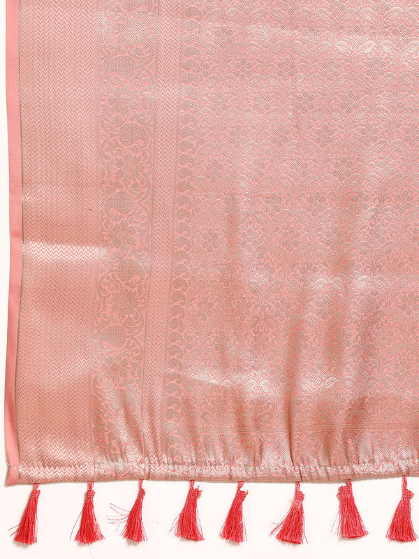 Multicolor Art Silk Woven Zari Design Floral Saree with Unstitched Blouse - Hiral Fashion