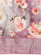 Multicolor Art Silk Woven Zari Design Floral Saree with Unstitched Blouse - Hiral Fashion