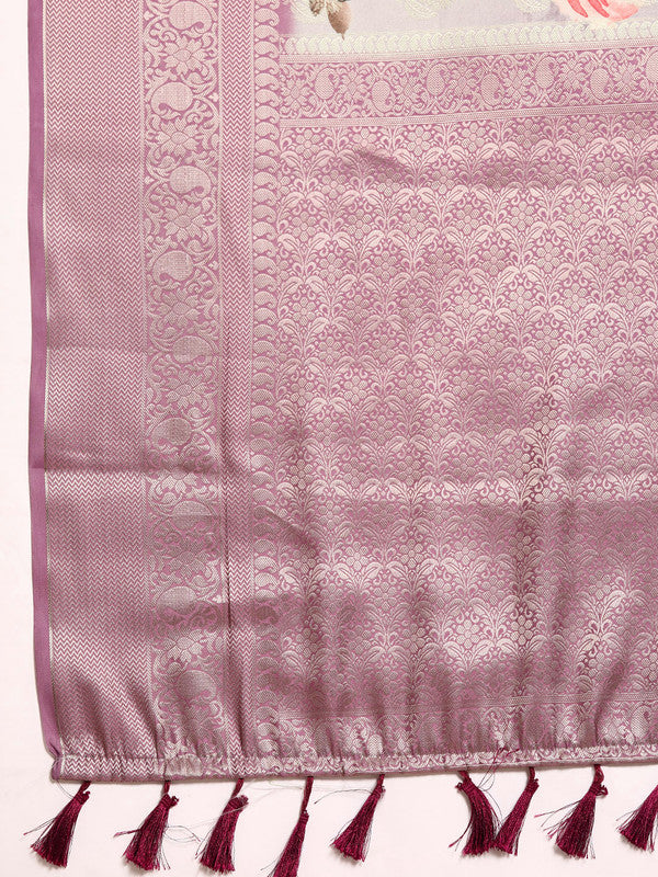 Multicolor Art Silk Woven Zari Design Floral Saree with Unstitched Blouse - Hiral Fashion