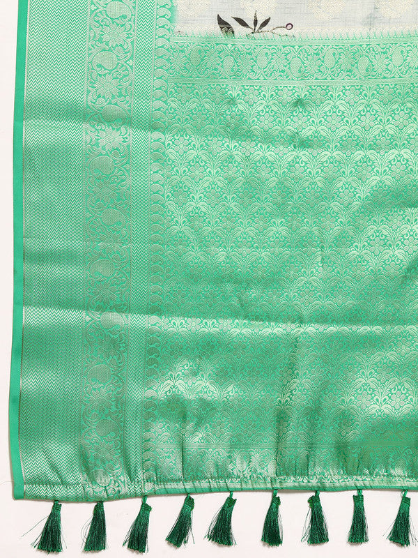 Multicolor Art Silk Woven Zari Design Floral Saree with Unstitched Blouse - Hiral Fashion