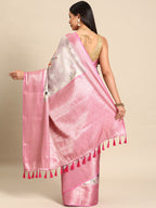Multicolor Art Silk Woven Zari Design Floral Saree with Unstitched Blouse - Hiral Fashion