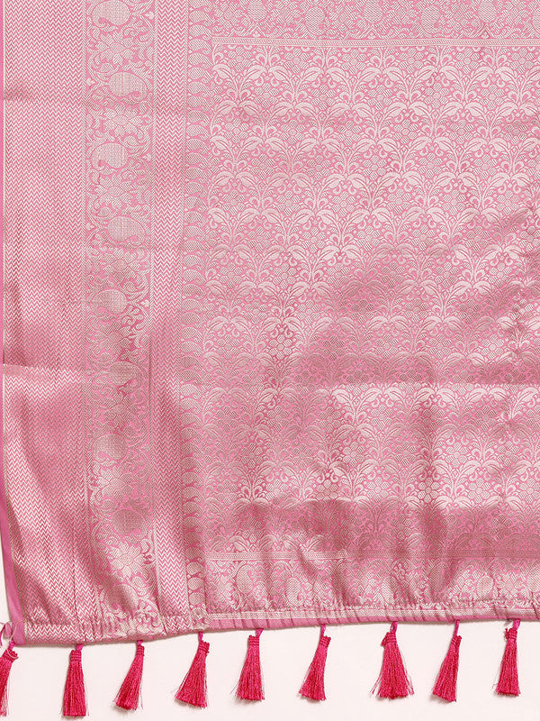 Multicolor Art Silk Woven Zari Design Floral Saree with Unstitched Blouse - Hiral Fashion