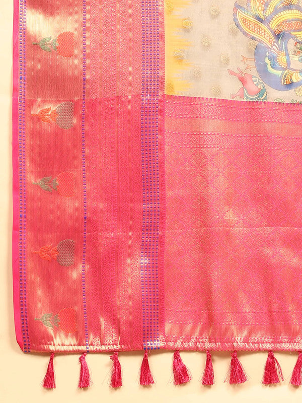 Gray Art Silk Digital Print Floral Saree with Unstitched Blouse - Hiral Fashion