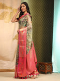 Multicolor Art Silk Digital Print Floral Saree with Unstitched Blouse - Hiral Fashion