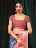 Navy Blue Art Silk Digital Print Floral Saree with Unstitched Blouse - Hiral Fashion