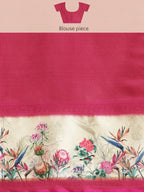 Green Kanjeevaram Silk Digital Print Floral Saree with Unstitched Blouse - Hiral Fashion