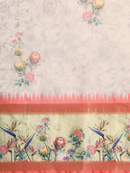 Gray Kanjeevaram Silk Digital Print Floral Saree with Unstitched Blouse - Hiral Fashion