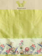Navy Blue Kanjeevaram Silk Digital Print Floral Saree with Unstitched Blouse - Hiral Fashion