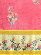 Red Kanjeevaram Silk Digital Print Floral Saree with Unstitched Blouse - Hiral Fashion