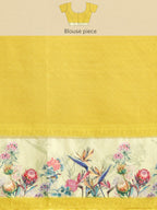 Red Kanjeevaram Silk Digital Print Floral Saree with Unstitched Blouse - Hiral Fashion
