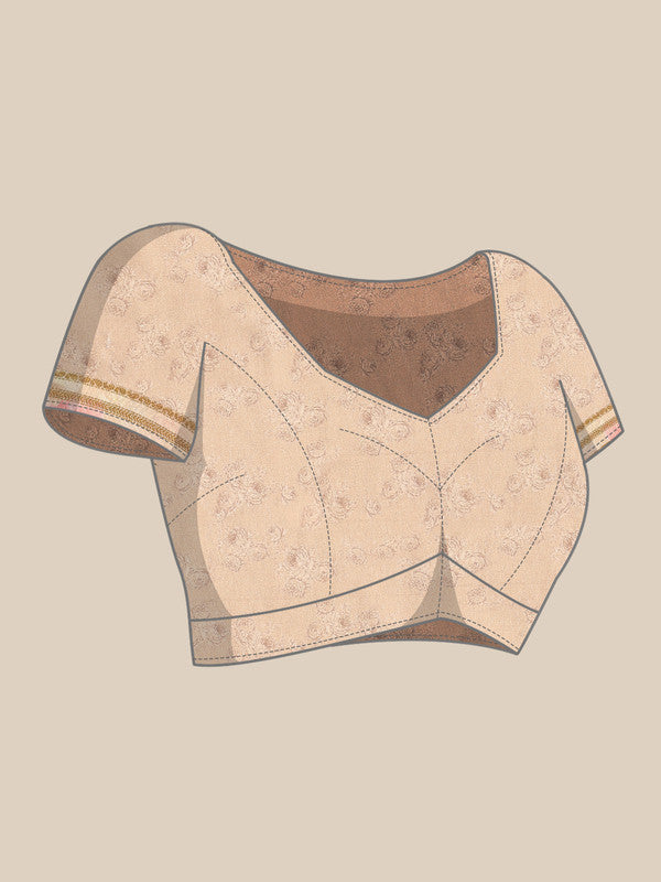 Mustard Art Silk Printed Floral Saree with Unstitched Blouse - Hiral Fashion