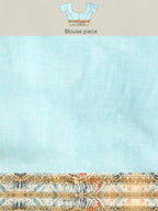Blue Art Silk Printed Floral Saree with Unstitched Blouse - Hiral Fashion