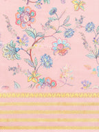 Pink Art Silk Printed Floral Saree with Unstitched Blouse - Hiral Fashion