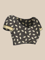 Black Art Silk Printed Floral Saree with Unstitched Blouse - Hiral Fashion