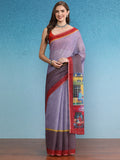 Lavender Silk Cotton Digital Print Solid Saree with Unstitched Blouse - Hiral Fashion