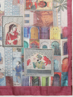 Multicolor Silk Cotton Digital Print Abstract Saree with Unstitched Blouse - Hiral Fashion