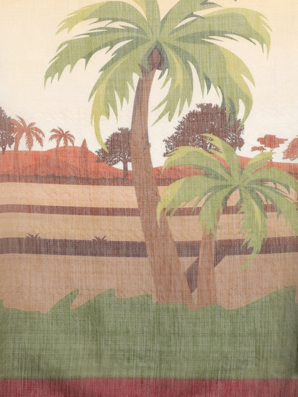 Multicolor Silk Cotton Digital Print Floral Saree with Unstitched Blouse - Hiral Fashion