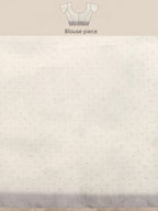 Beige Silk Cotton Digital Print Polka Dots Saree with Unstitched Blouse - Hiral Fashion