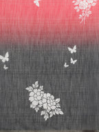 Black Silk Cotton Digital Print Floral Saree with Unstitched Blouse - Hiral Fashion