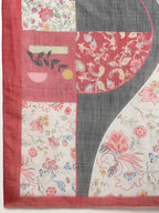 Gray Silk Cotton Digital Print Solid Saree with Unstitched Blouse - Hiral Fashion