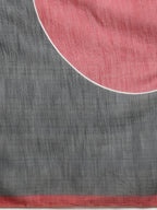 Gray Silk Cotton Digital Print Solid Saree with Unstitched Blouse - Hiral Fashion