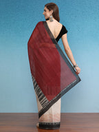 Maroon Silk Cotton Digital Print Solid Saree with Unstitched Blouse - Hiral Fashion