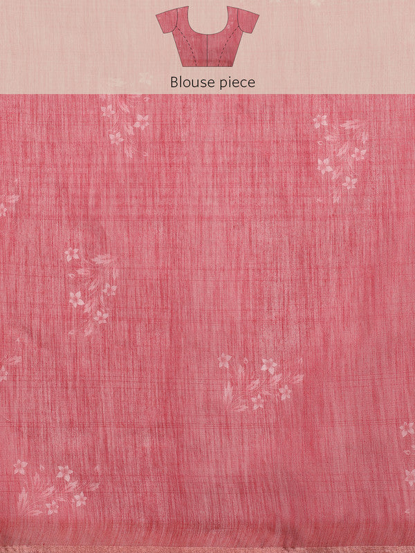 Red Silk Cotton Digital Print Solid Saree with Unstitched Blouse - Hiral Fashion