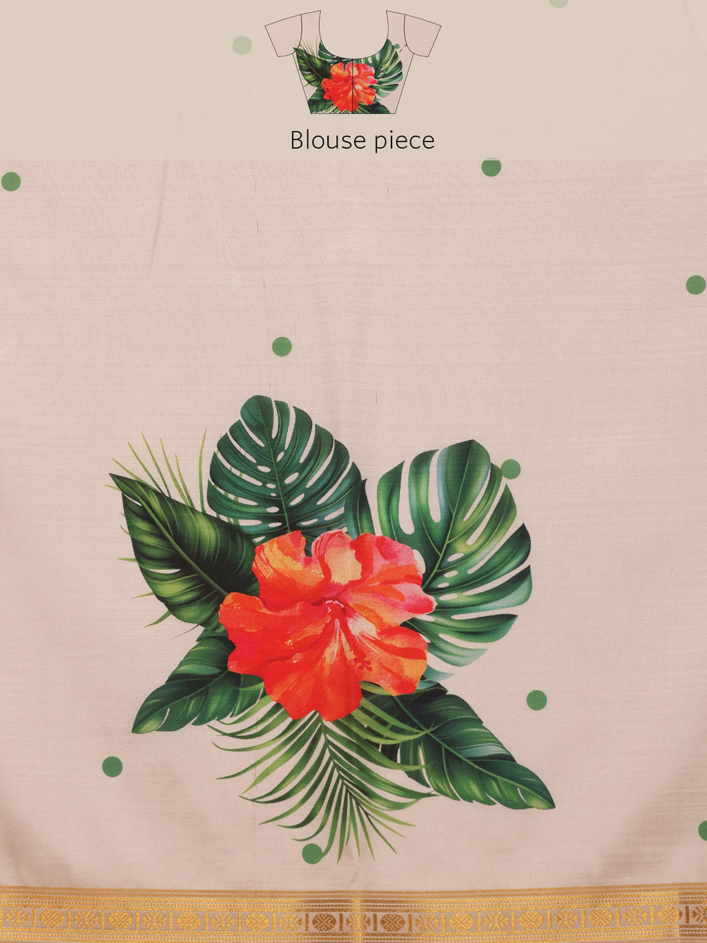 Hiral Fashion White Onam Art Silk Floral Digital Print Saree