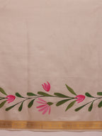 Hiral Fashion Off White Onam Art Silk Floral Digital Print Saree