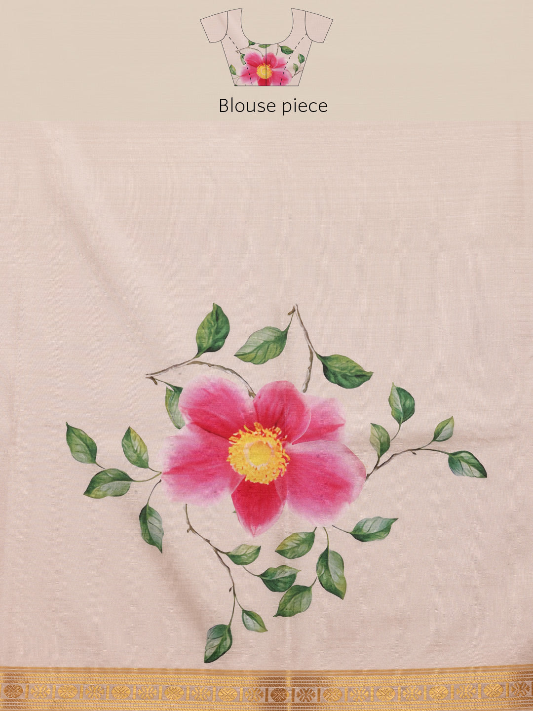 Hiral Fashion White Onam Art Silk Floral Digital Print Saree