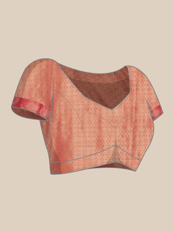 Light Pink Chanderi Art Silk Digital Print Floral Saree with Unstitched Blouse - Hiral Fashion
