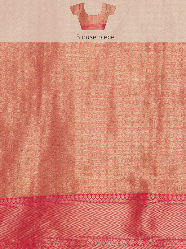 Light Pink Chanderi Art Silk Digital Print Floral Saree with Unstitched Blouse - Hiral Fashion