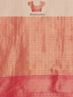 Light Pink Chanderi Art Silk Digital Print Floral Saree with Unstitched Blouse - Hiral Fashion