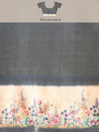 Olive Kanjeevaram Silk Digital Print Floral Saree with Unstitched Blouse - Hiral Fashion