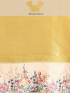 Sky Blue Kanjeevaram Silk Digital Print Floral Saree with Unstitched Blouse - Hiral Fashion