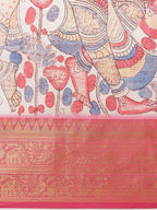 White Art Silk Digital Print Floral Saree with Unstitched Blouse - Hiral Fashion