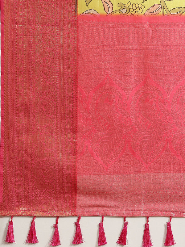 Green Art Silk Digital Print Floral Saree with Unstitched Blouse - Hiral Fashion