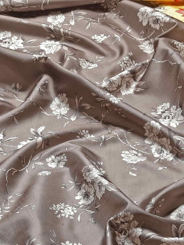 Gray Art Silk Printed Kalamkari Saree with Unstitched Blouse - Hiral Fashion