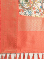 White Art Silk Printed Kalamkari Saree with Unstitched Blouse - Hiral Fashion