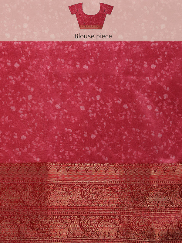 Olive Pure Silk Digital Print Floral Saree with Unstitched Blouse - Hiral Fashion