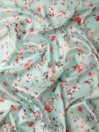 Green Pure Silk Digital Print Floral Saree with Unstitched Blouse - Hiral Fashion
