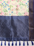 Multicolor Pure Silk Digital Print Floral Saree with Unstitched Blouse - Hiral Fashion