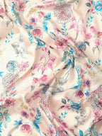 Off White Pure Silk Digital Print Floral Saree with Unstitched Blouse - Hiral Fashion