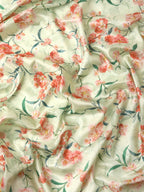 Green Pure Silk Digital Print Floral Saree with Unstitched Blouse - Hiral Fashion