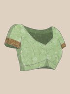 Green Pure Silk Digital Print Floral Saree with Unstitched Blouse - Hiral Fashion