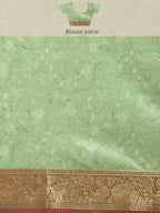 Green Pure Silk Digital Print Floral Saree with Unstitched Blouse - Hiral Fashion